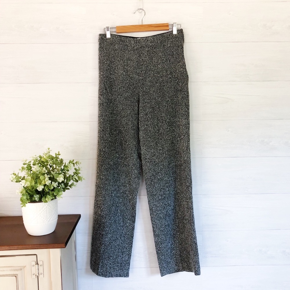MaxMara Black Tweed High Rise Straight Leggings